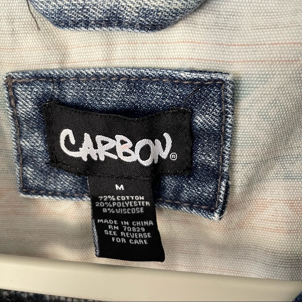 Carbon vintage look acid wash distressed denim vest M - Picture 5 of 9